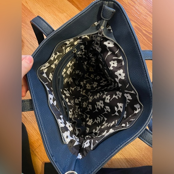 Leather Jenna Kator Collection Navy Blue Large Purse with Crossbody Strap - Picture 4 of 4